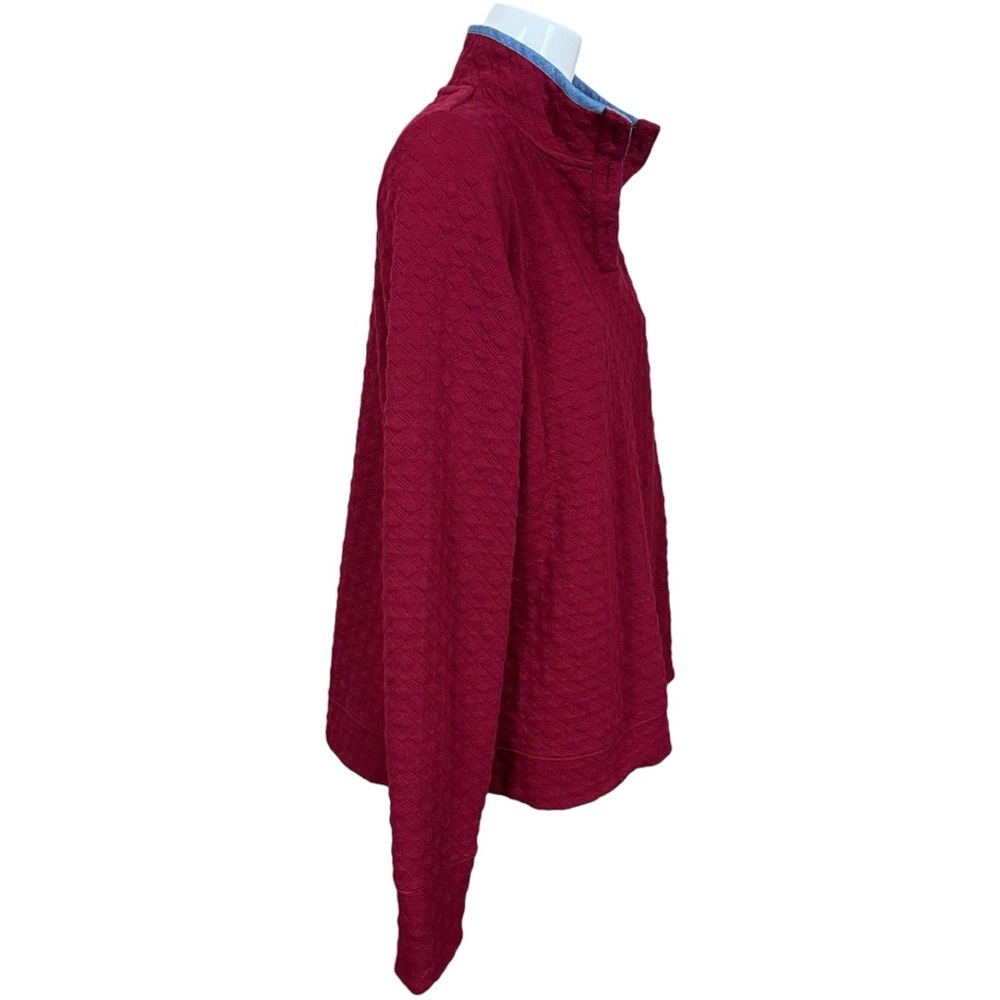 Crown & Ivy Belk Burgundy Diamond Quilted Pullover with Chambray Trim Size XXL - Picture 2 of 9